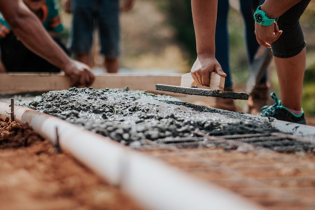 concrete being poured for a foundation
