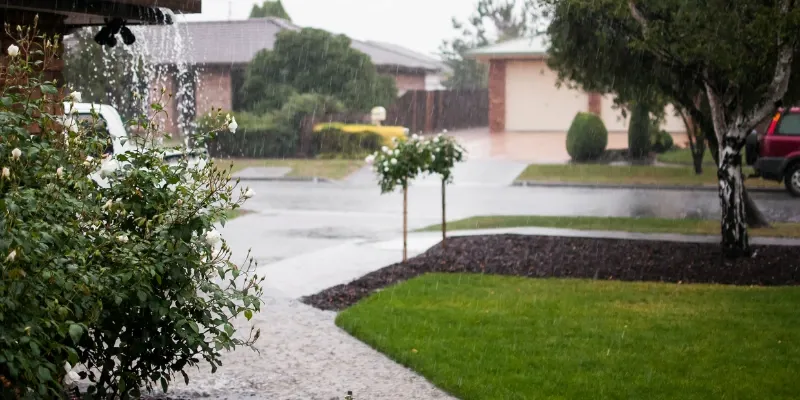 Heavy rain on a home.