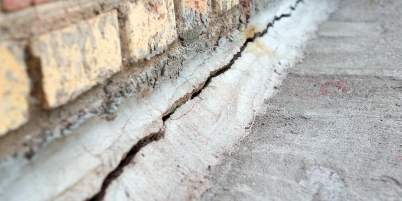 Crack on a Dallas home foundation.