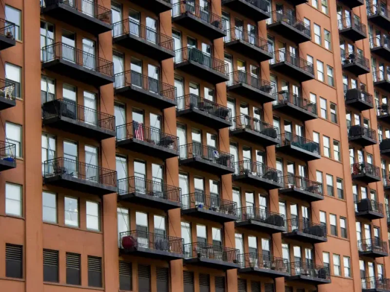 Brick apartments in Dallas.