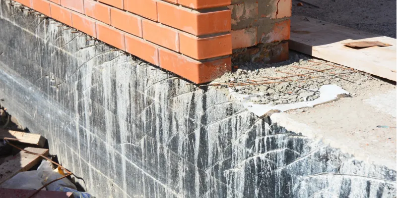 Foundation contractors working to repair slab problems.